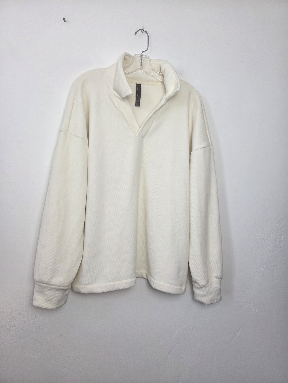 Mondetta Corduroy Fleece Pullover Cream Cozy Ultra Soft Loungewear Oversized XXL